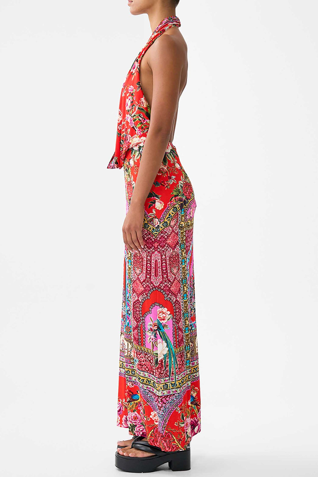 Deep Cow Plunge Dress in Heirloom Empire