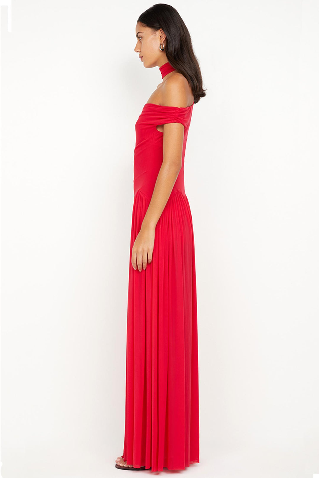 Deija Off Shoulder Maxi Dress in Strawberry