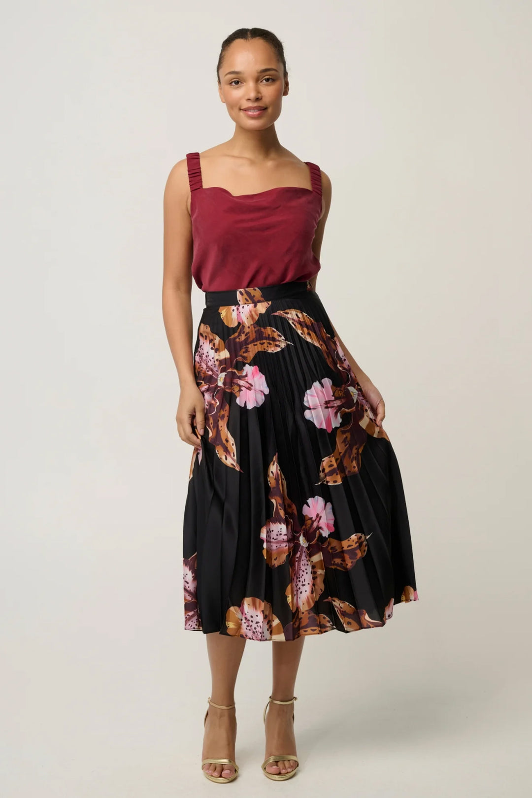 Delray Reversible Cupro Cowl &amp; V Neck Cami in Ruby