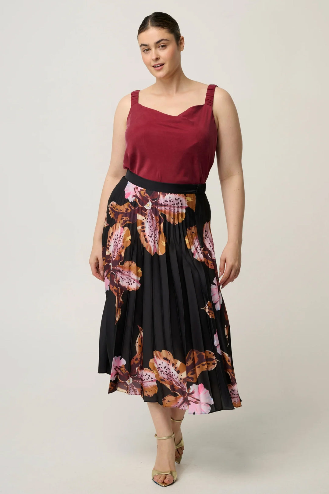 Delray Reversible Cupro Cowl &amp; V Neck Cami in Ruby