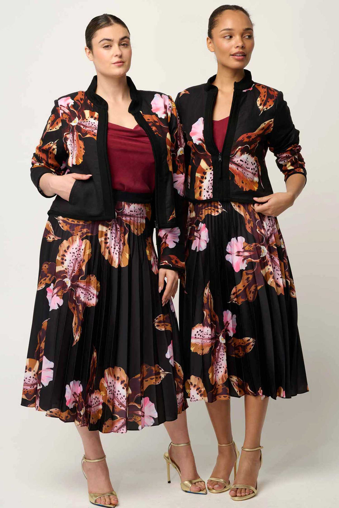 Delray Reversible Printed Placement Embroidered Jacket in Sunet Orchid/ Noir Orchid