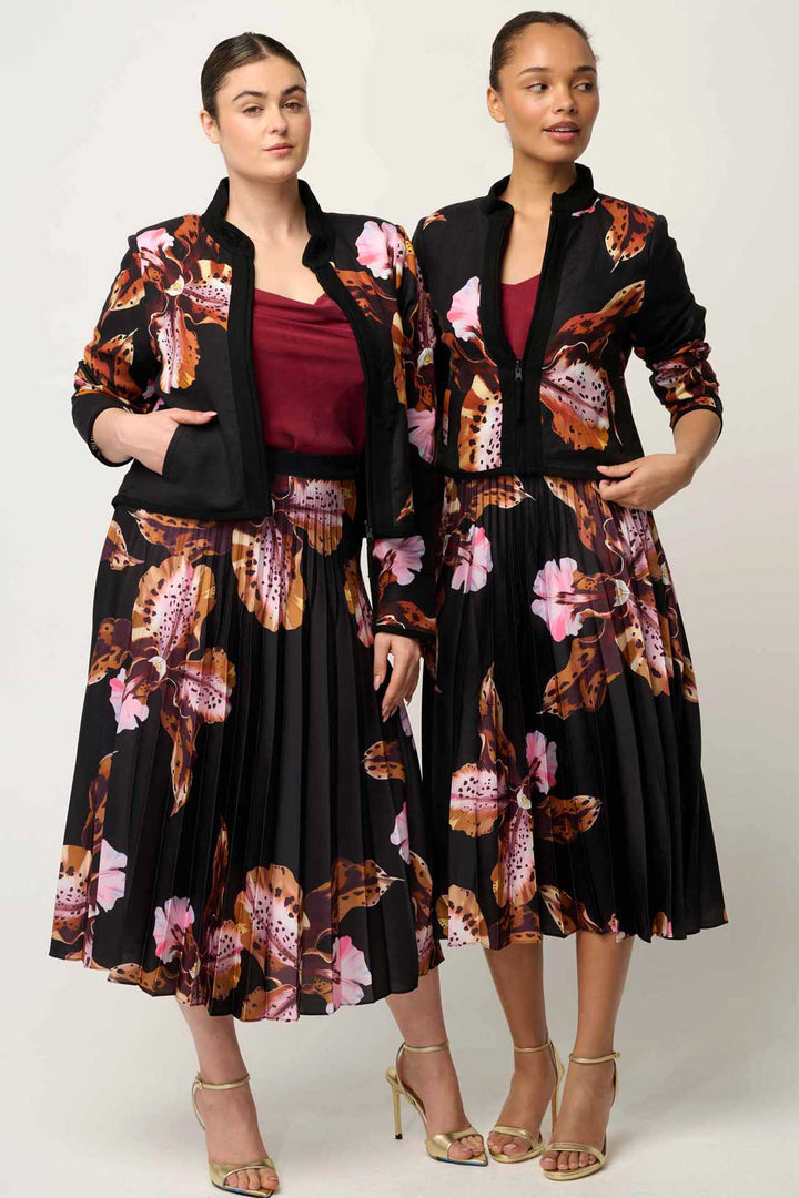 Delray Reversible Printed Placement Embroidered Jacket in Sunet Orchid/ Noir Orchid