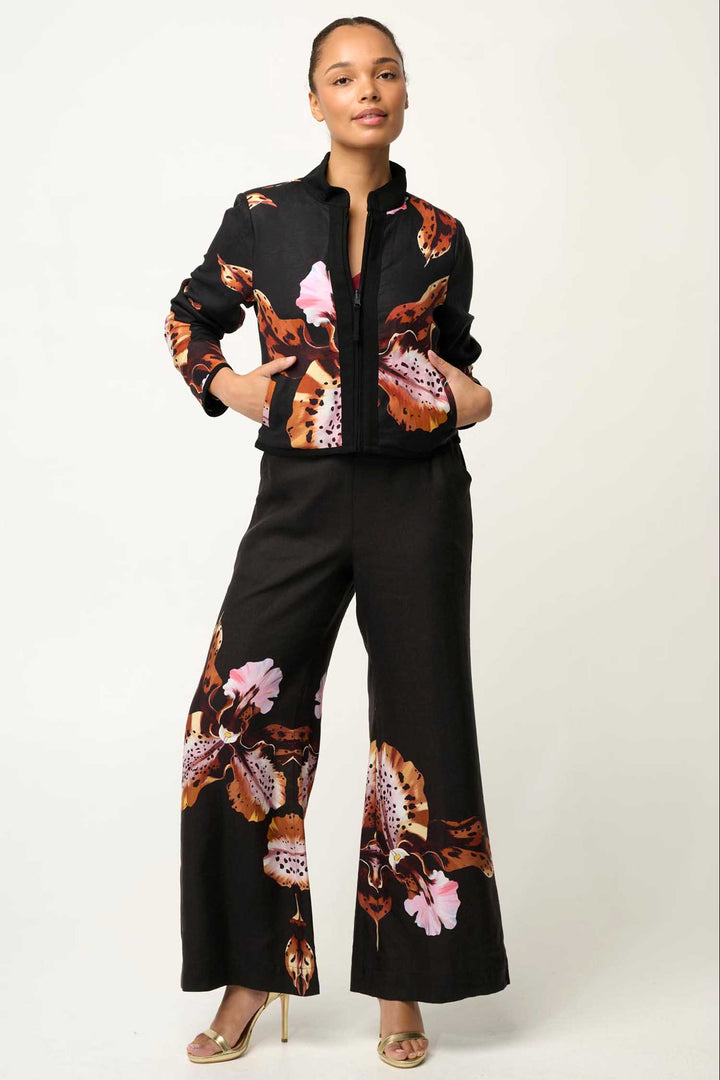 Delray Reversible Printed Placement Embroidered Jacket in Sunet Orchid/ Noir Orchid