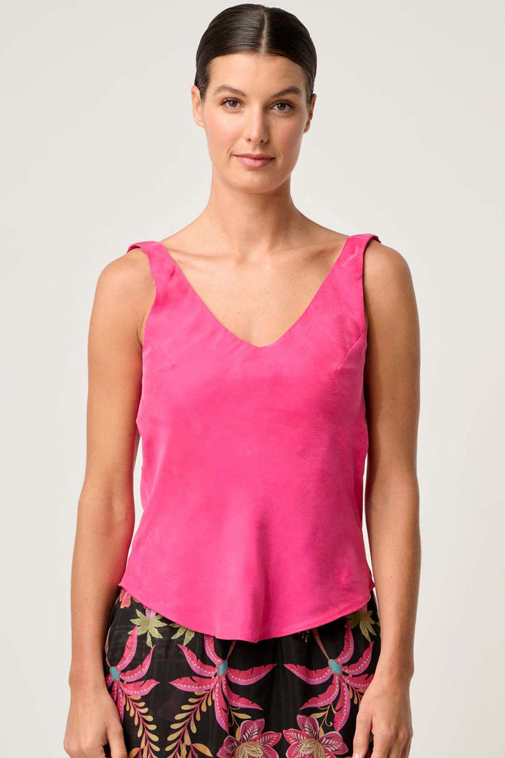 Delray Reversible Cupro Cami in Celosia Pink