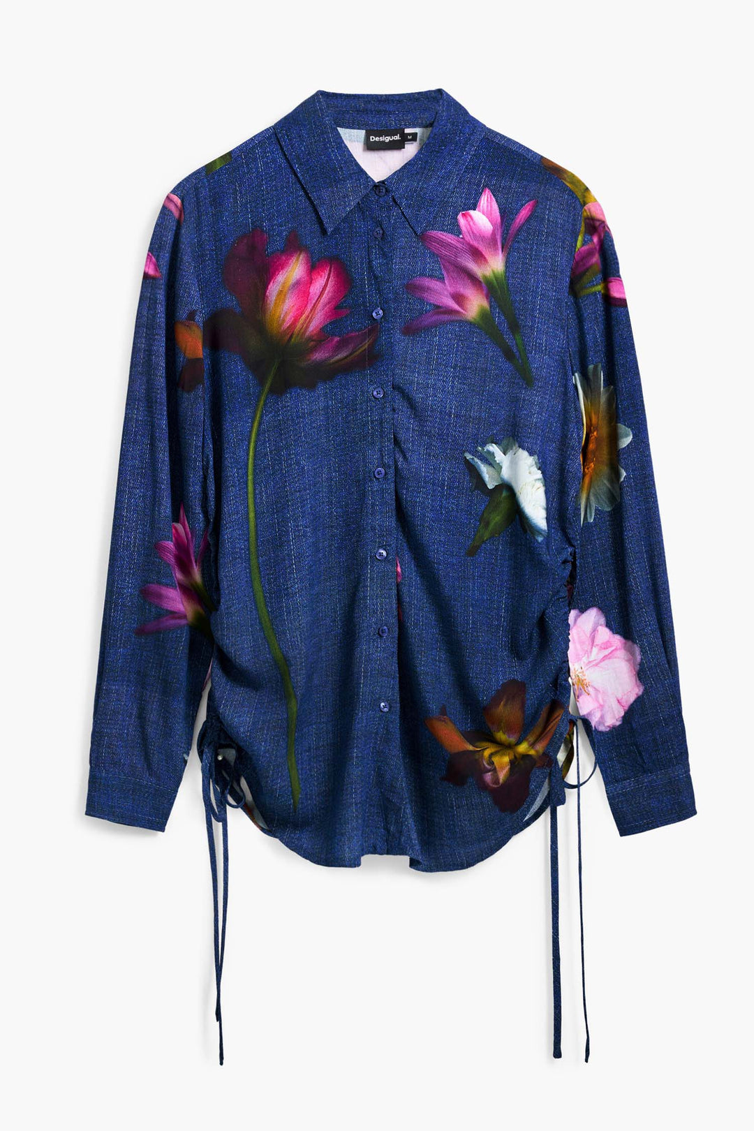 Denim Effect Floral Shirt