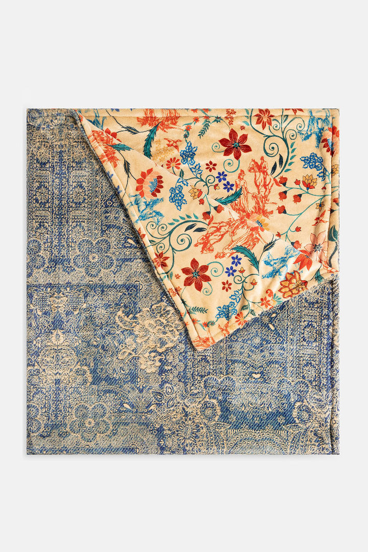 Denim Embroidery Cozy Blanket