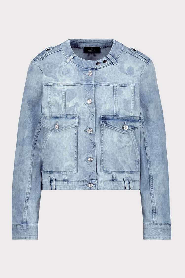Denim Jacket w Floral Pattern