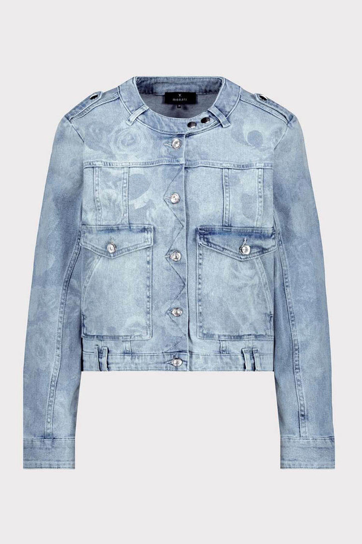 Denim Jacket w Floral Pattern
