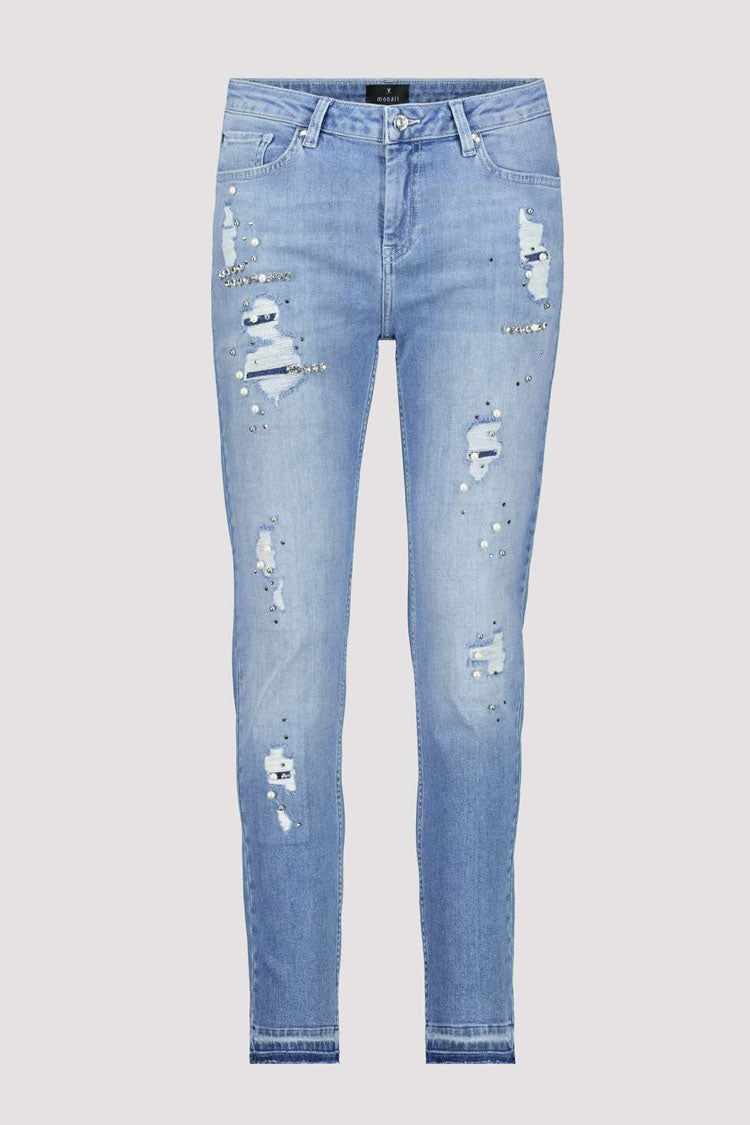 Destroyed Denim Jeans w Jewels