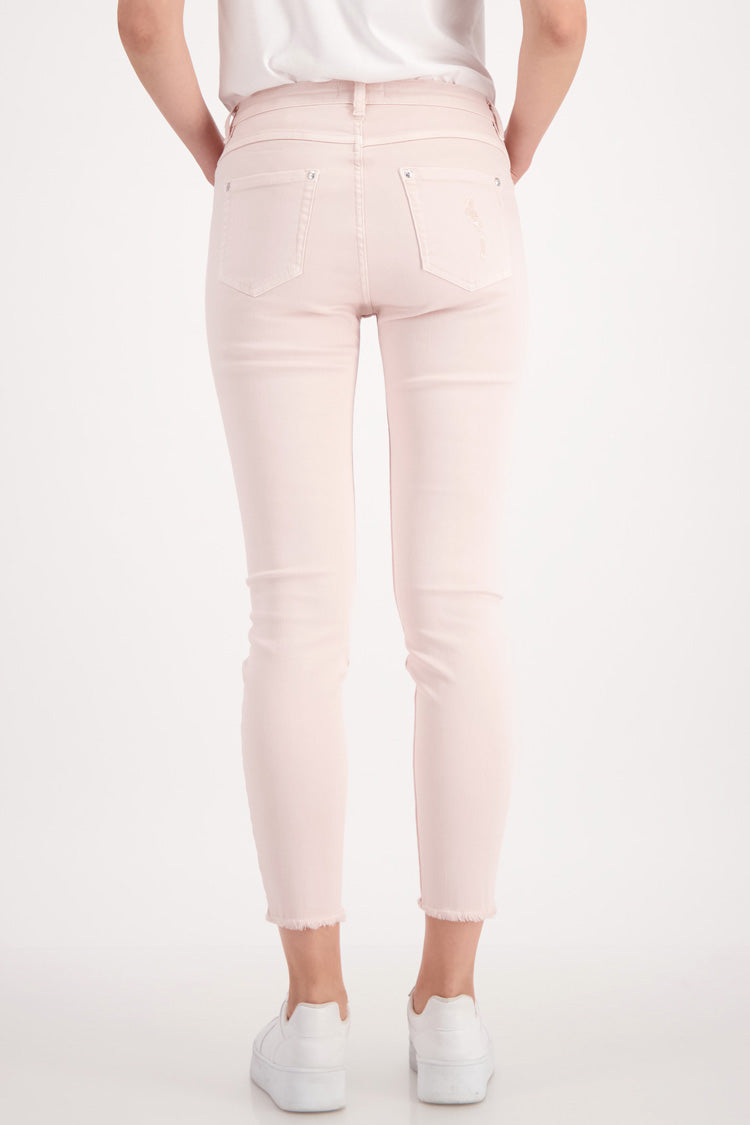 Destroyed Jeans w Rhinestone in Light Rose