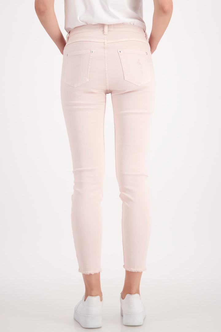 Destroyed Jeans w Rhinestone in Light Rose