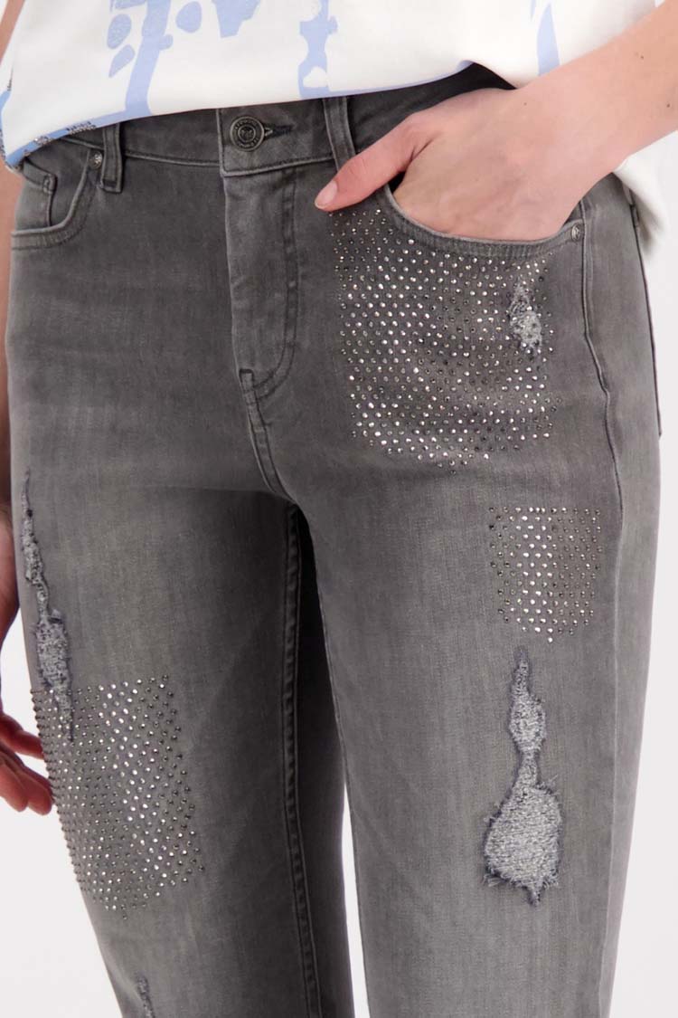 Destroyed Jeans w Rhinestones in Grey | FINAL SALE