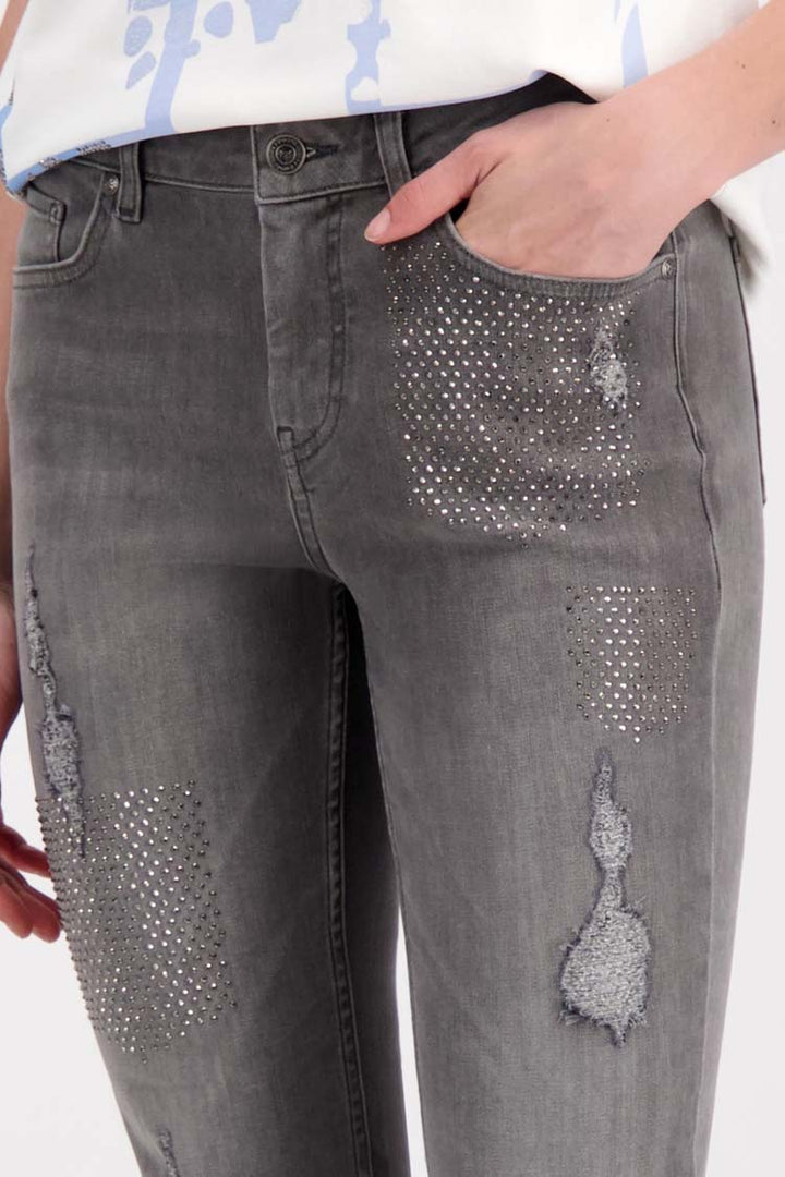 Destroyed Jeans w Rhinestones in Grey | FINAL SALE