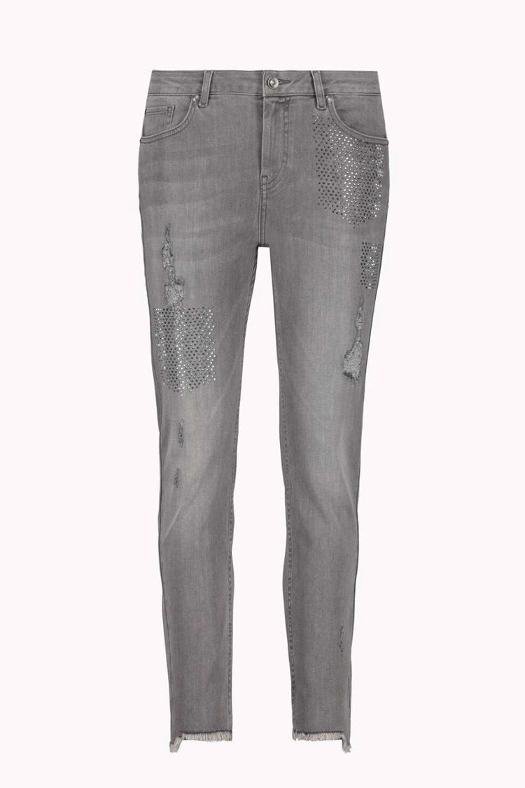 Destroyed Jeans w Rhinestones in Grey | FINAL SALE