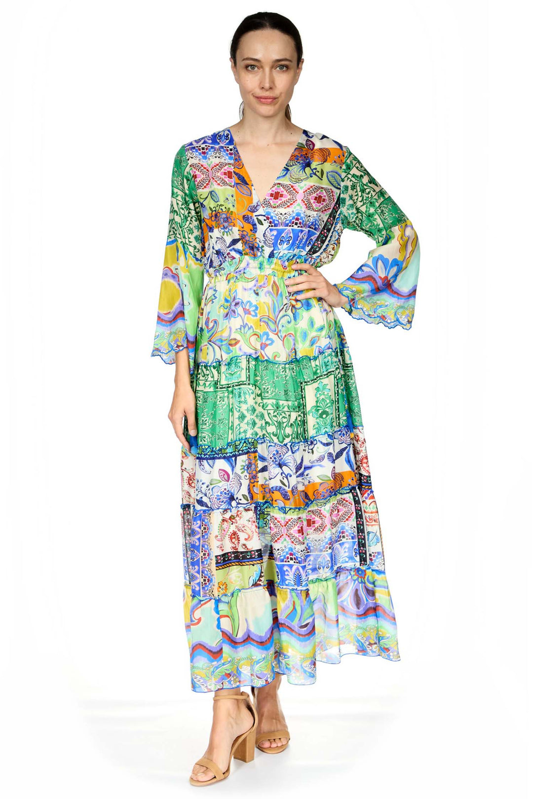 Dibble Tiered Dress in Armeria Patchwork