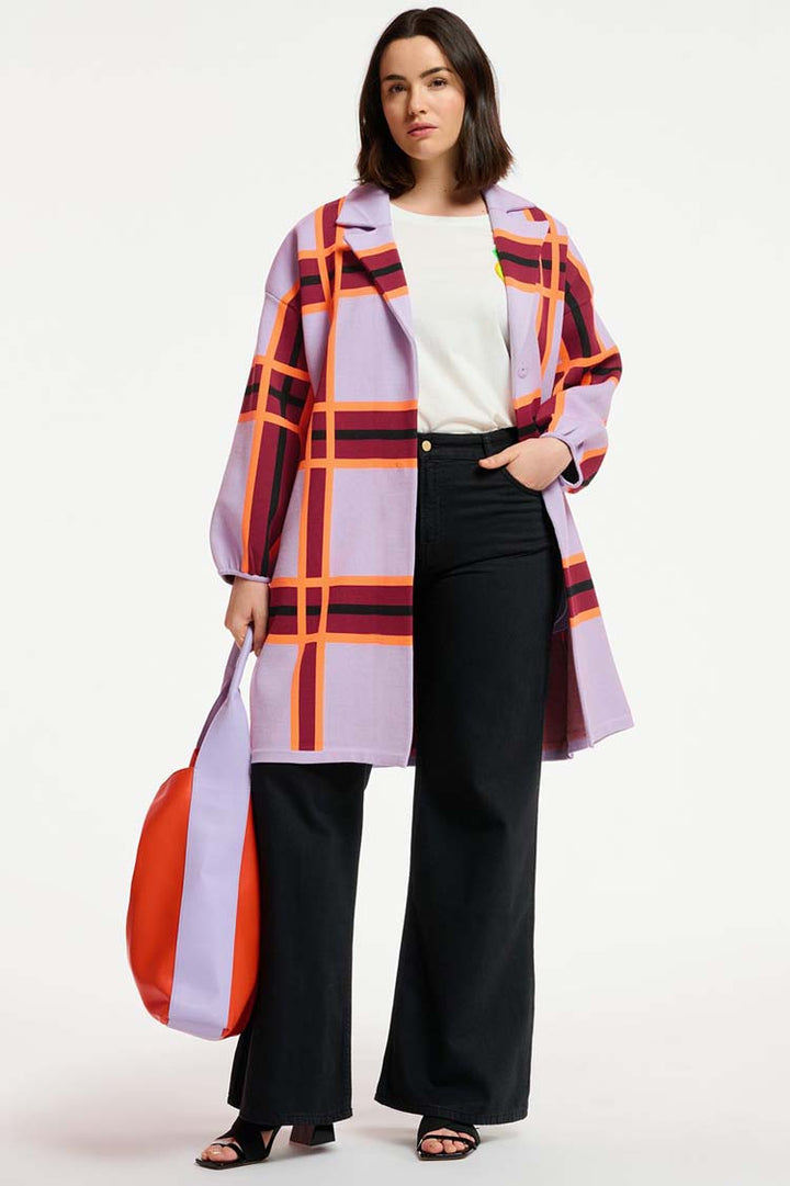 Dicomano Checked Knit Coat