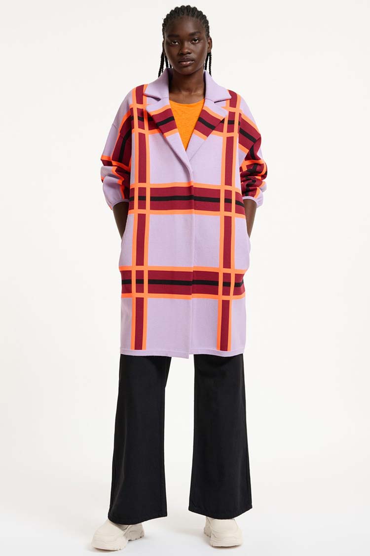 Dicomano Checked Knit Coat
