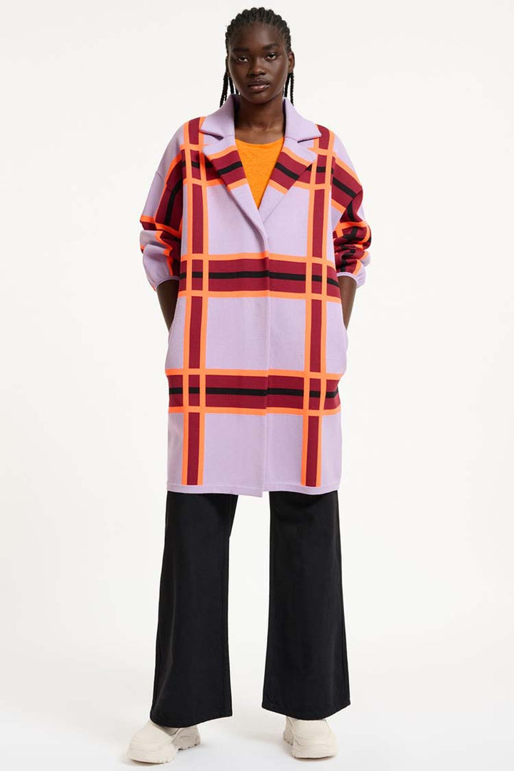 Dicomano Checked Knit Coat