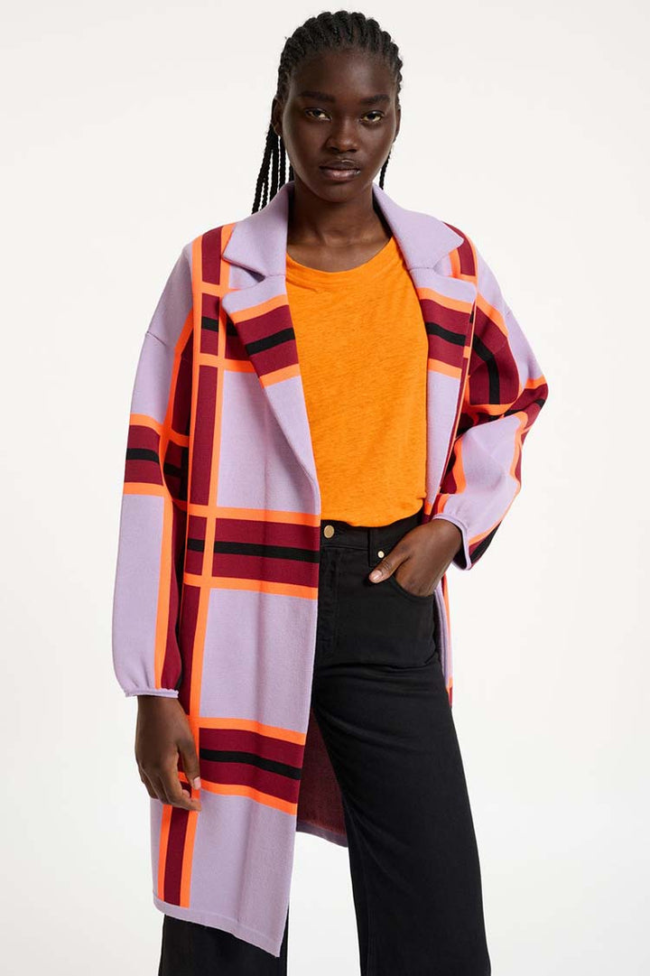 Dicomano Checked Knit Coat