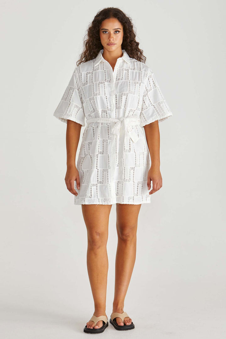 Dillon Shirt Dress in White