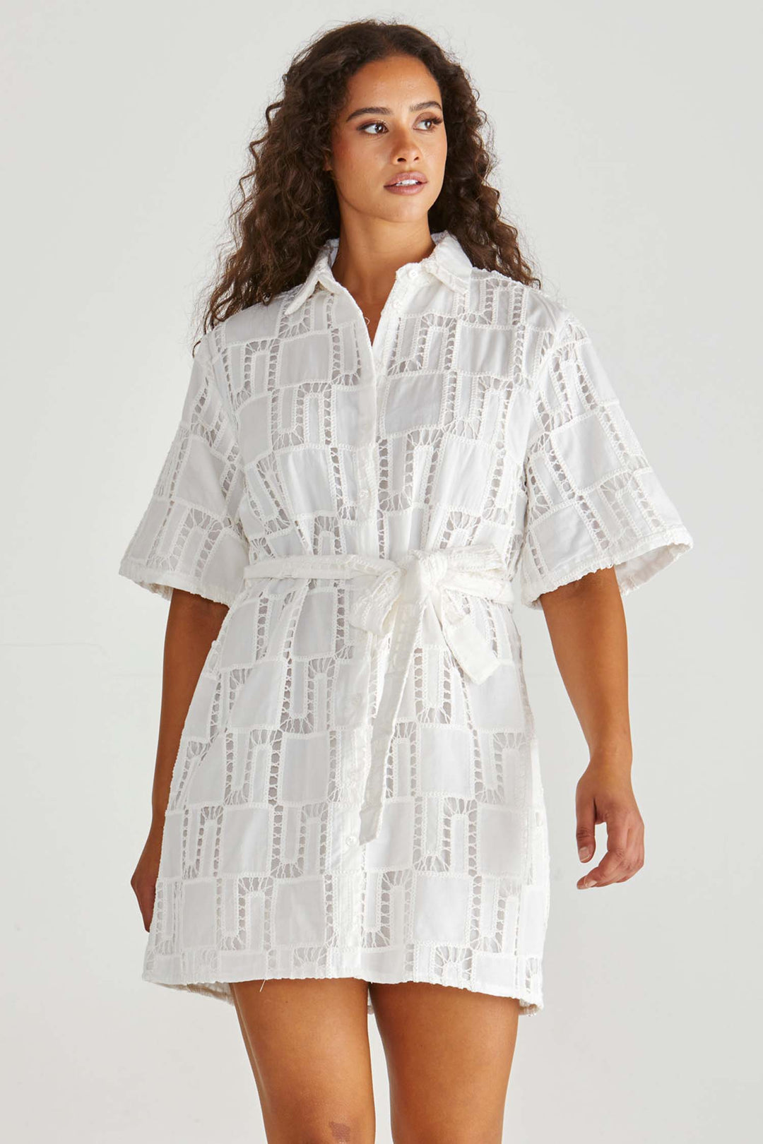 Dillon Shirt Dress in White