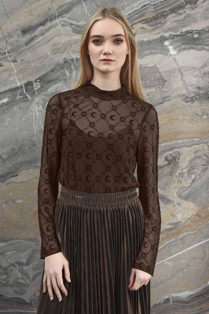 Don't Get Meshy Top in Brown