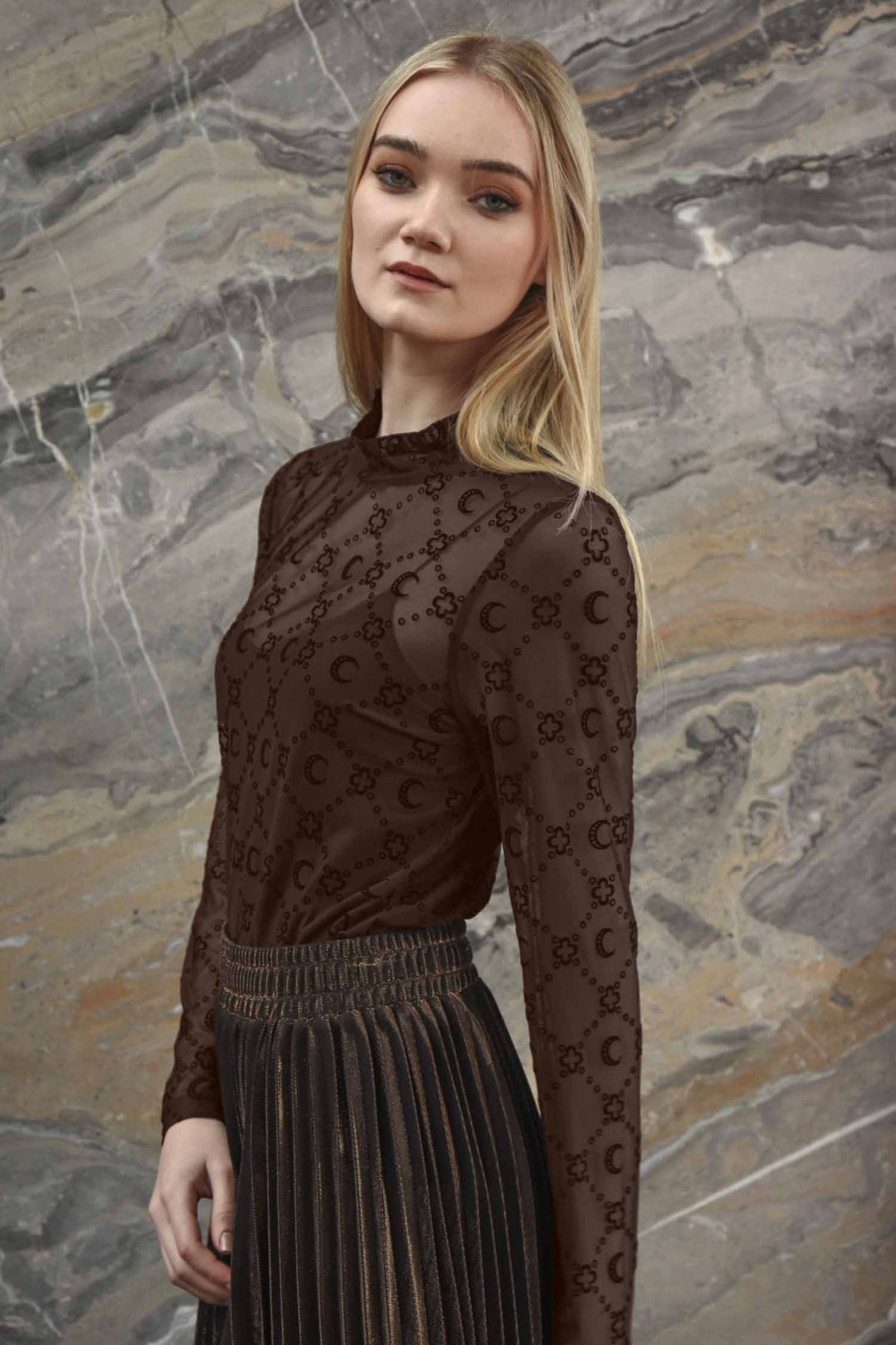 Don't Get Meshy Top in Brown