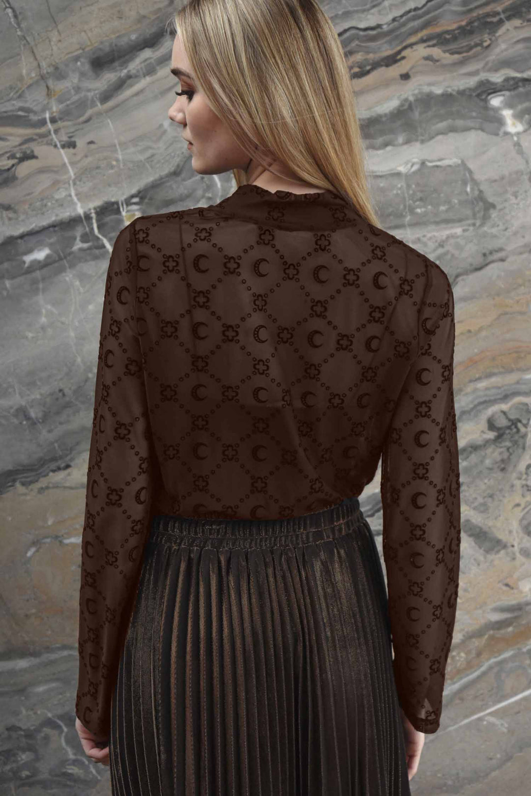 Don't Get Meshy Top in Brown