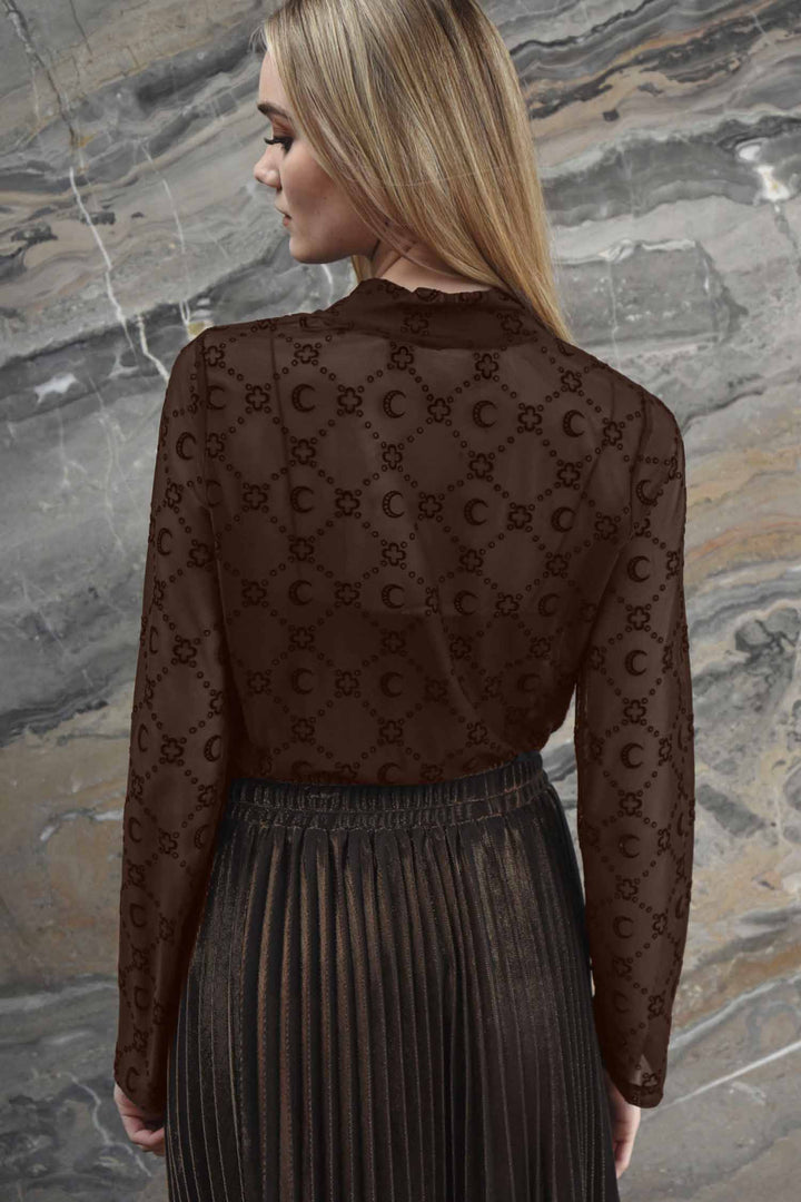 Don't Get Meshy Top in Brown