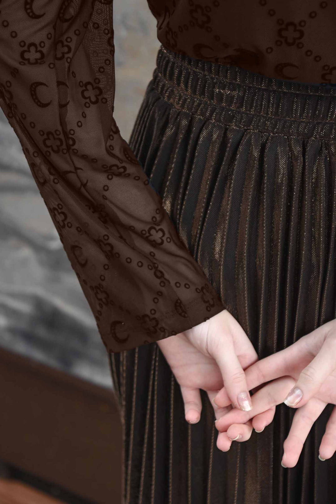 Don't Get Meshy Top in Brown