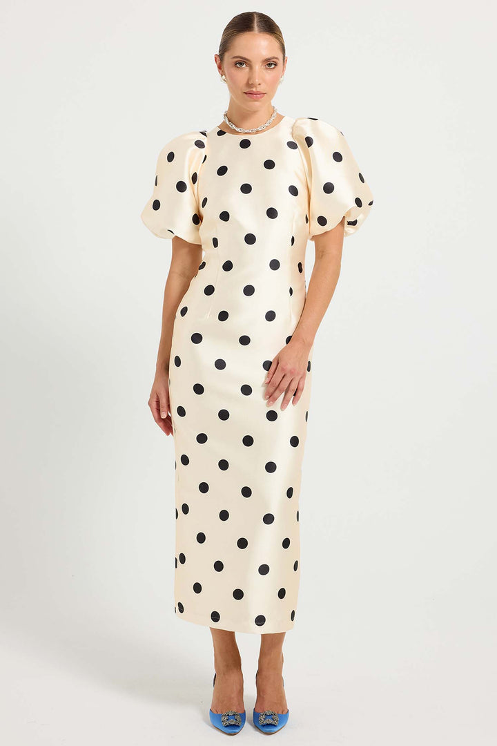 Dottie Sleeve Midi in Black Dots