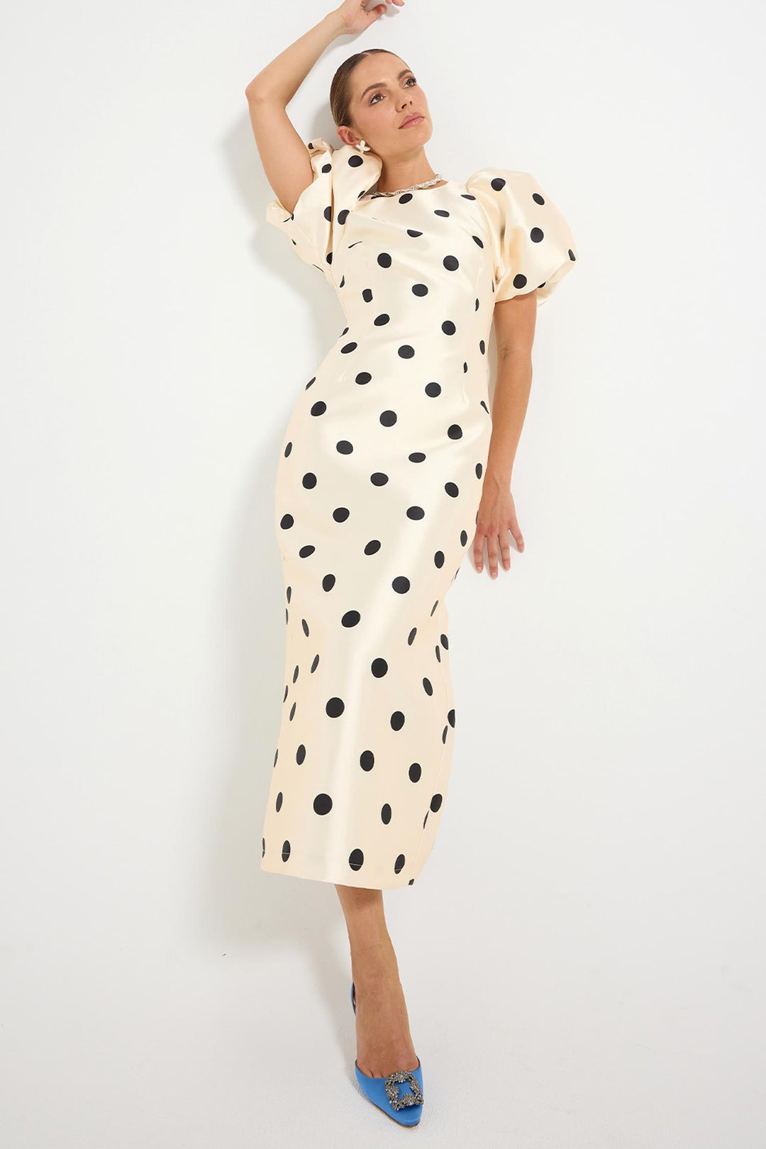 Dottie Sleeve Midi in Black Dots