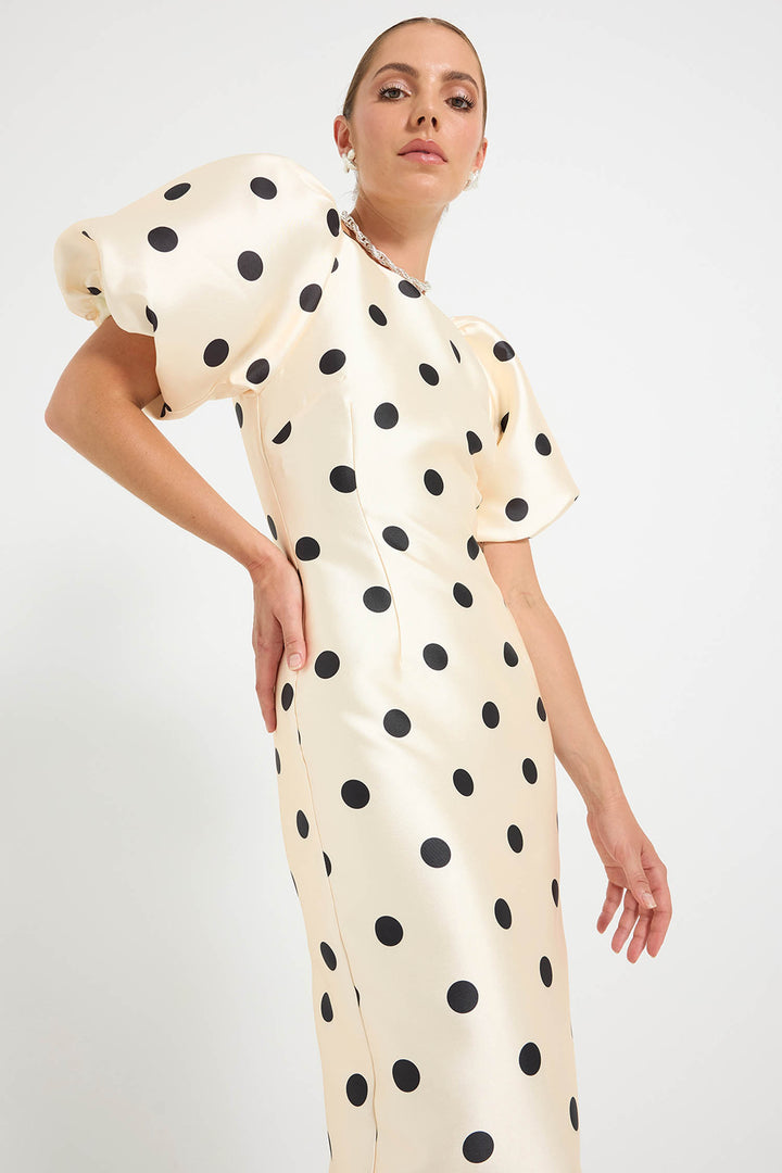 Dottie Sleeve Midi in Black Dots