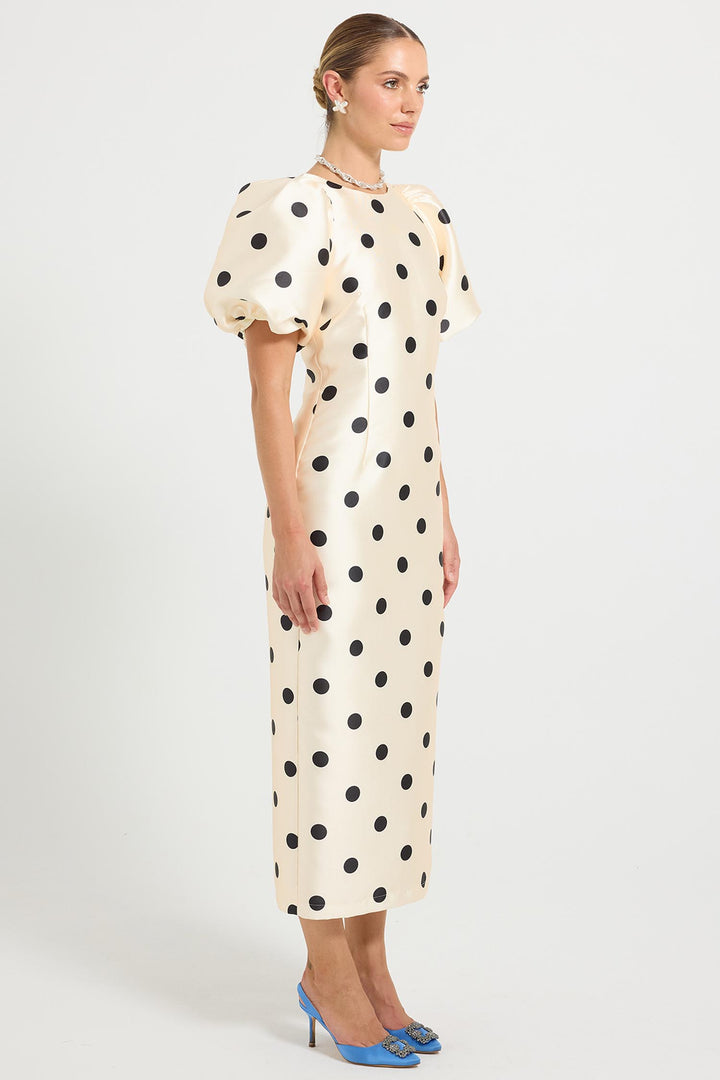 Dottie Sleeve Midi in Black Dots