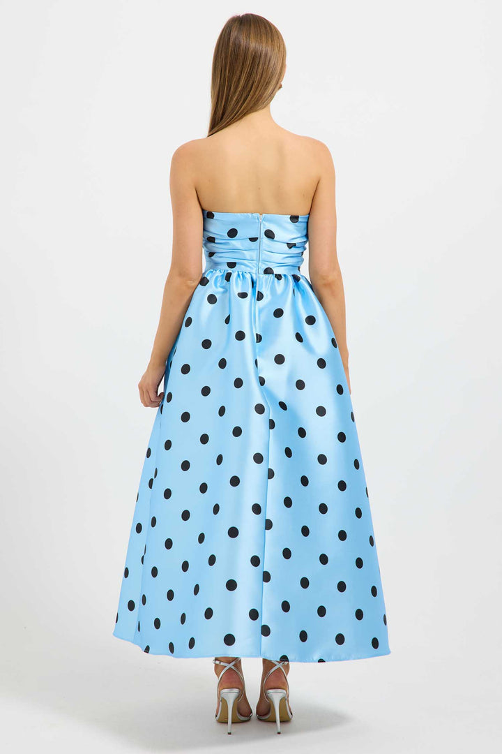 Dottie Strapless Midi Dress in Bluebell/Black