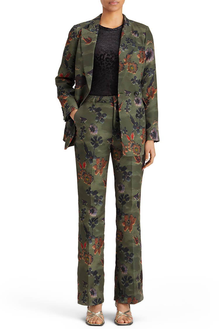 Double Breasted Blazer in Poetry Tapestry Military