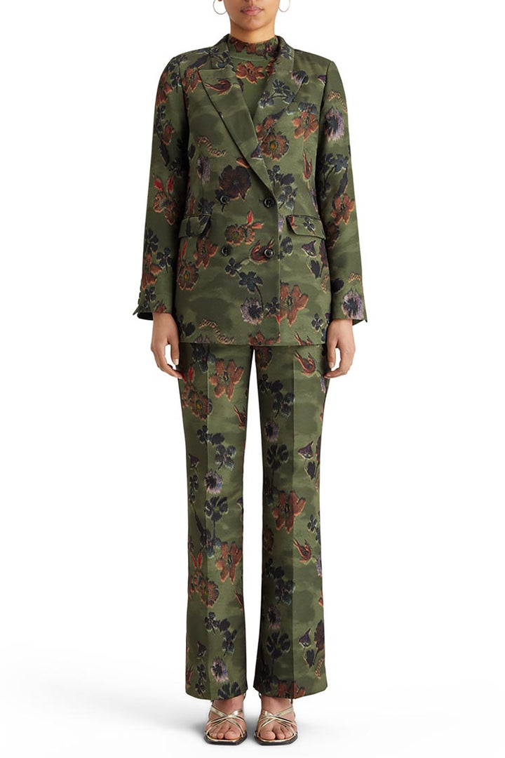 Double Breasted Blazer in Poetry Tapestry Military