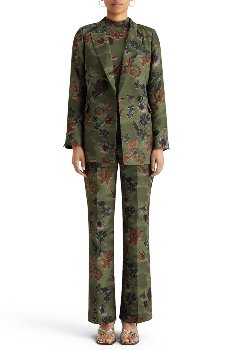 Double Breasted Blazer in Poetry Tapestry Military