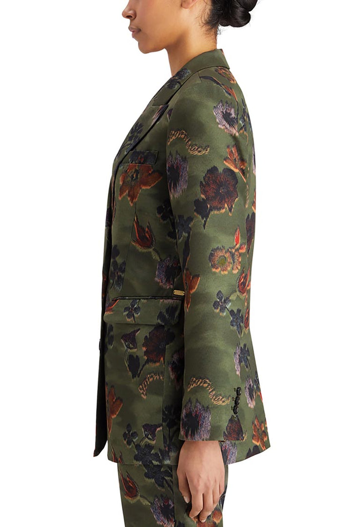 Double Breasted Blazer in Poetry Tapestry Military