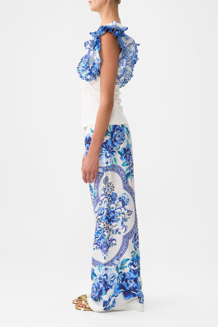 Double Frill Sleeve Tee in A Ceramic Garden