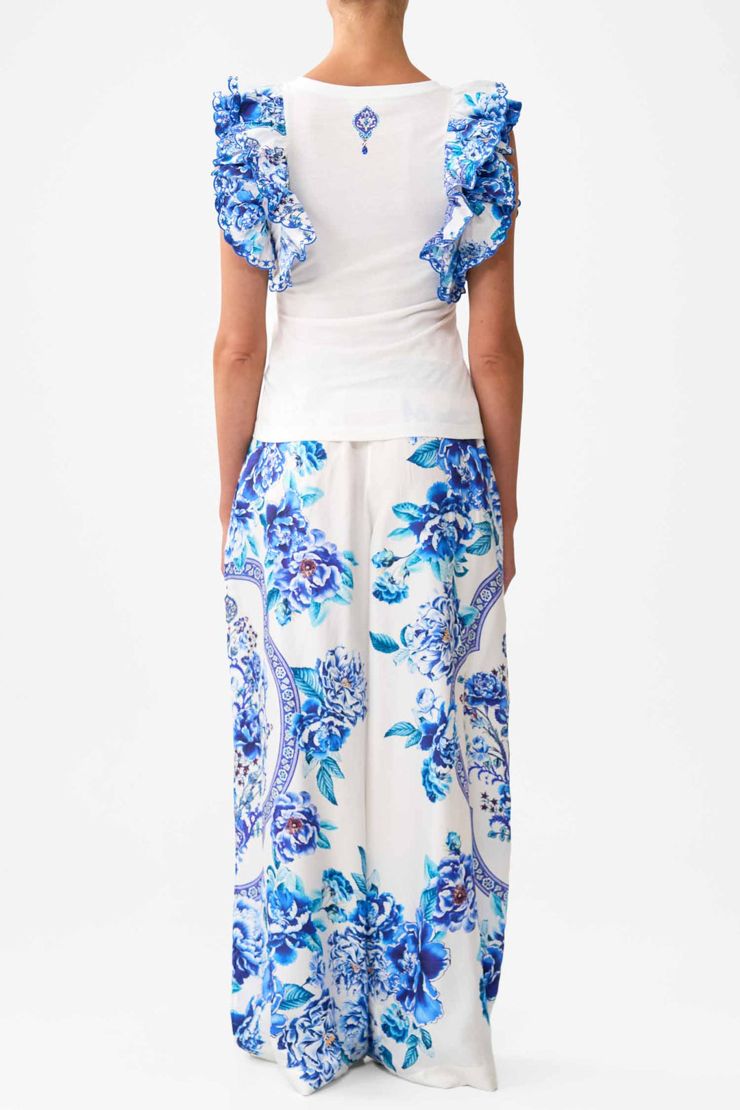 Double Frill Sleeve Tee in A Ceramic Garden