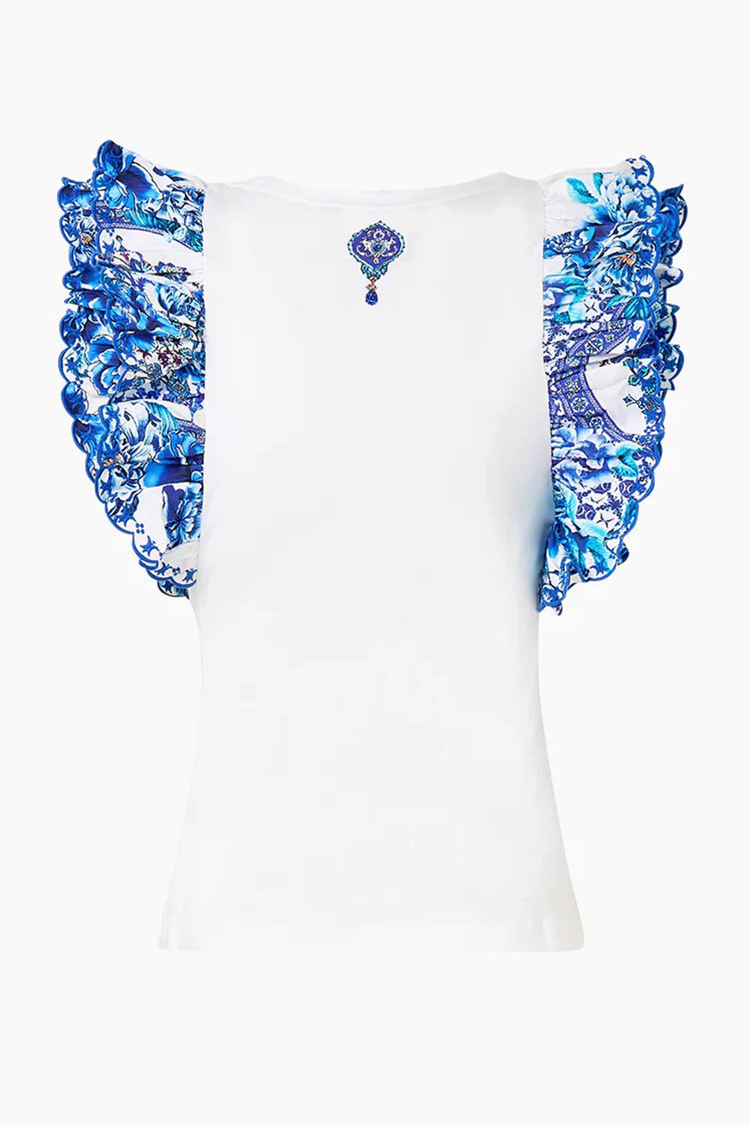 Double Frill Sleeve Tee in A Ceramic Garden