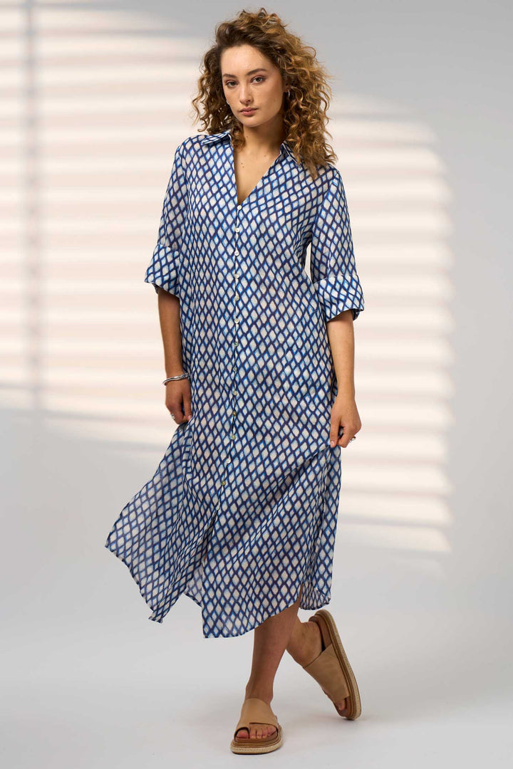 Double Up Shirt Dress in Blue