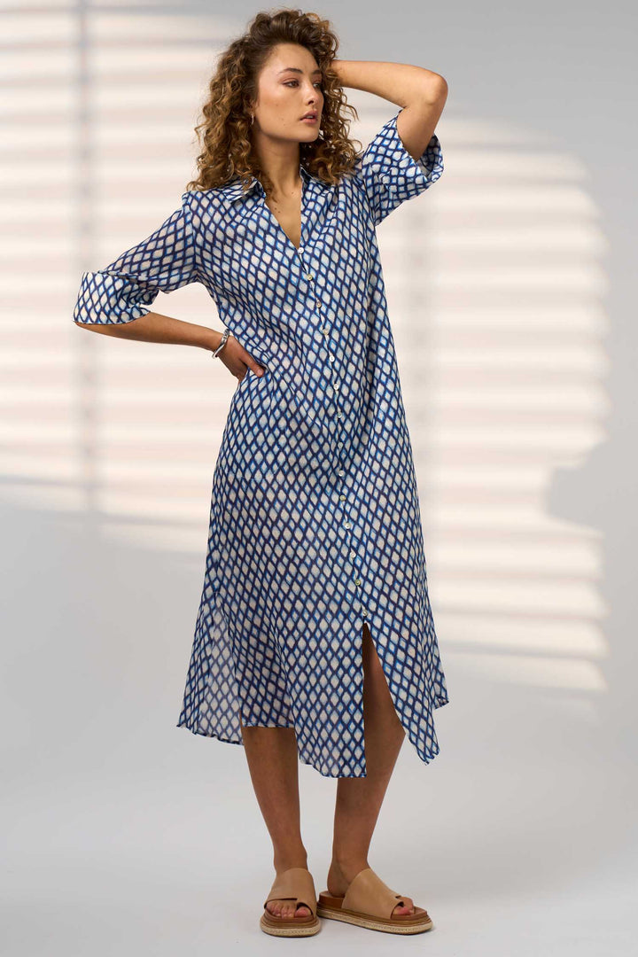 Double Up Shirt Dress in Blue