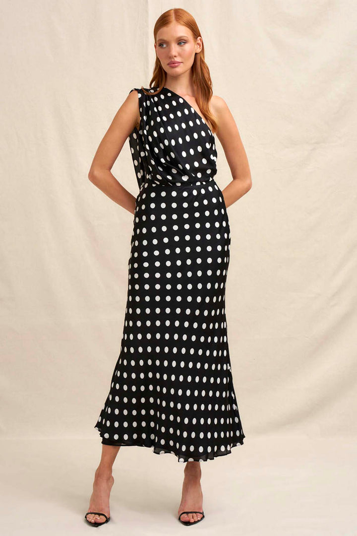 Dove Drape Polka Ankle Dress