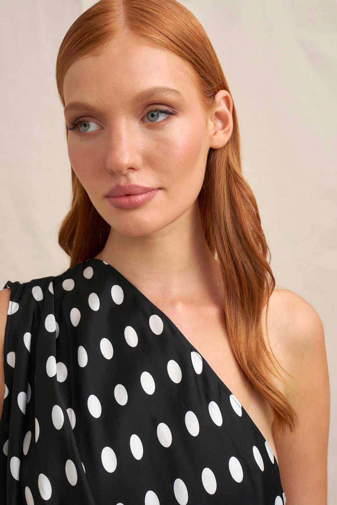 Dove Drape Polka Ankle Dress