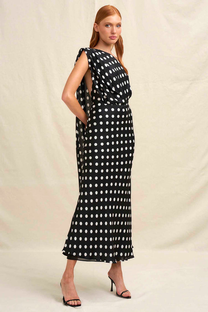 Dove Drape Polka Ankle Dress
