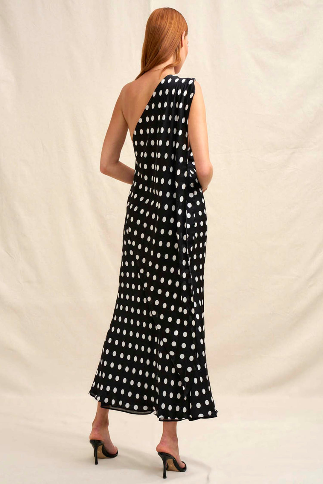 Dove Drape Polka Ankle Dress