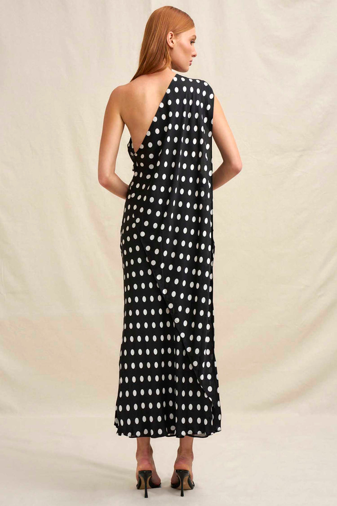 Dove Drape Polka Ankle Dress