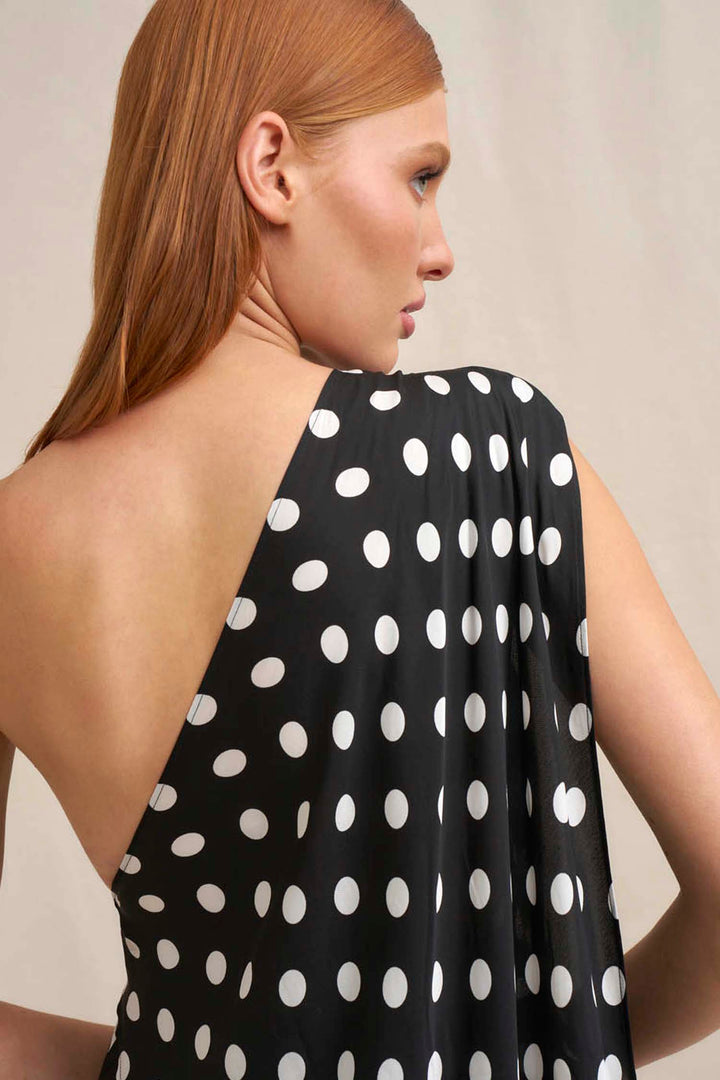 Dove Drape Polka Ankle Dress